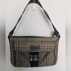 Lauren Ralph Lauren Tan Black Houndstooth Plaid Shoulder Bag Y2K Small Classic